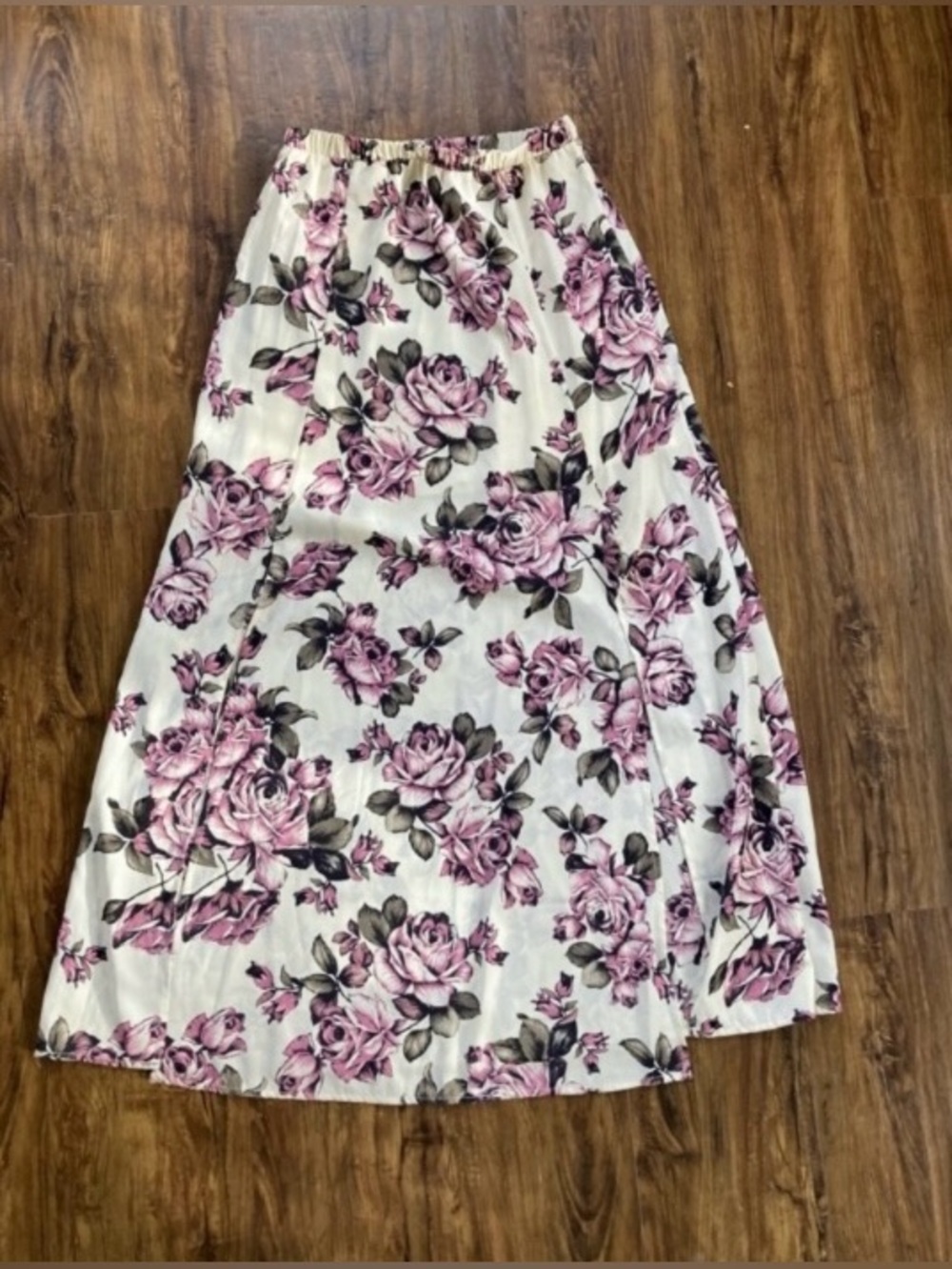 Peach Love California Maxi Skirt with Pink Rose Print Size Small